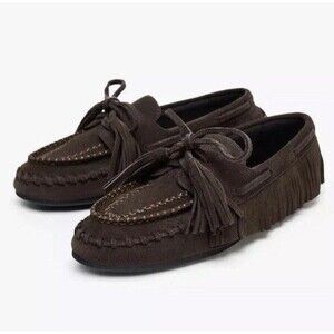ZARA Woman NWT SS25 Brown Suede Fringe Loafers Shoes Size US 6 EU 36 3507/510
